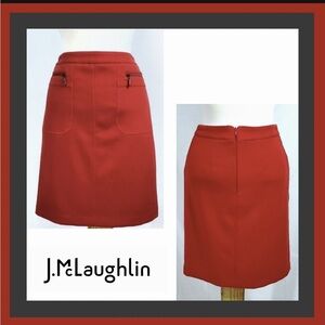 J. McLaughlin Burnt Red Pencil Skirt with Front Patch Pockets Size 4